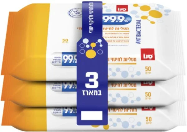 מגבונים לחים לניקוי  99.9% מארז 3 יח'