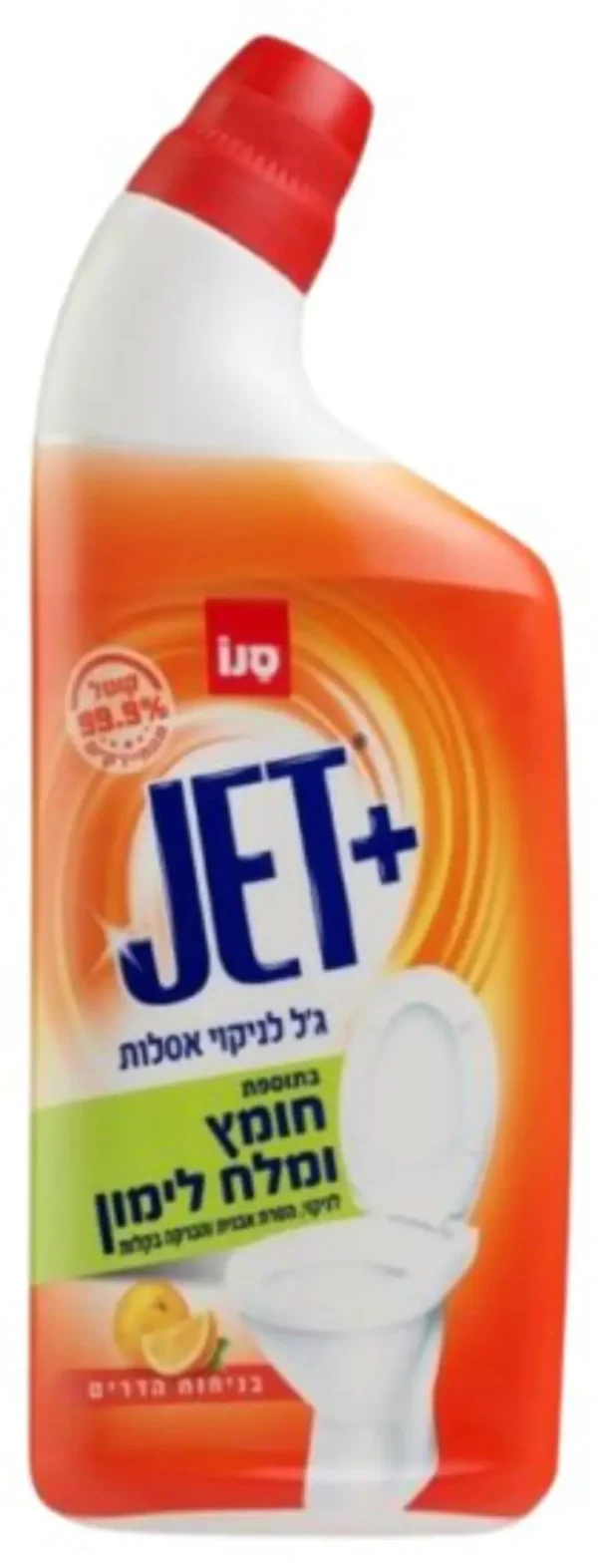 סנו ג'ט נוזל לניקוי אסלות בתוספת חומץ ומלח לימון בניחוח הדרים