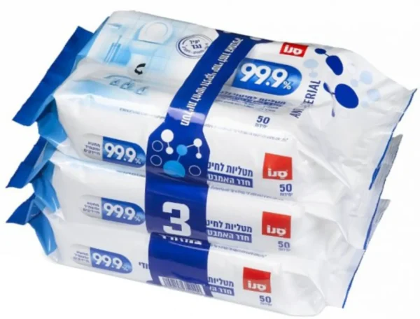 שלישיית מגבונים לחיטוי וניקוי חדר האמבטיה 99.9%