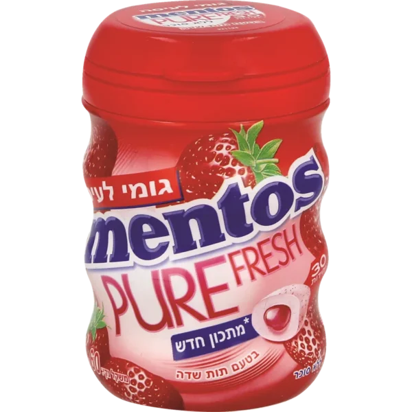 מסטיק מנטוס ללא סוכר בטעם תות