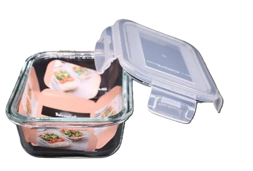תבנית זכוכית מלבנית  עם מכסה XL