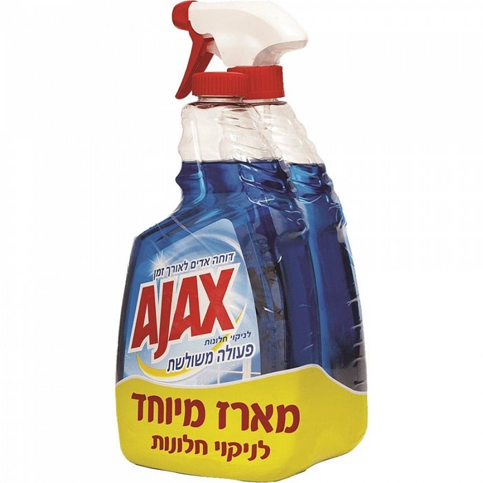 ספריי להברקת חלונות אג'קס 750 מ"ל מארז זוגי